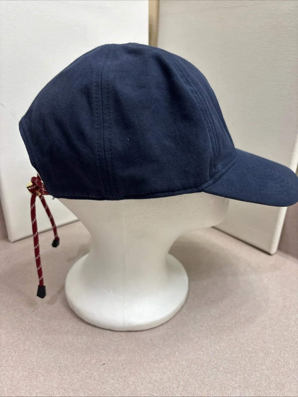 Miu Miu Embroidered Logo Drawstring Baseball Cap Hat Blue Soft Rim Adjustable